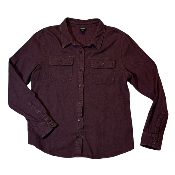 Patagonia Tops - Patagonia women’s L Large purple solid organic cotton flannel button up shirt